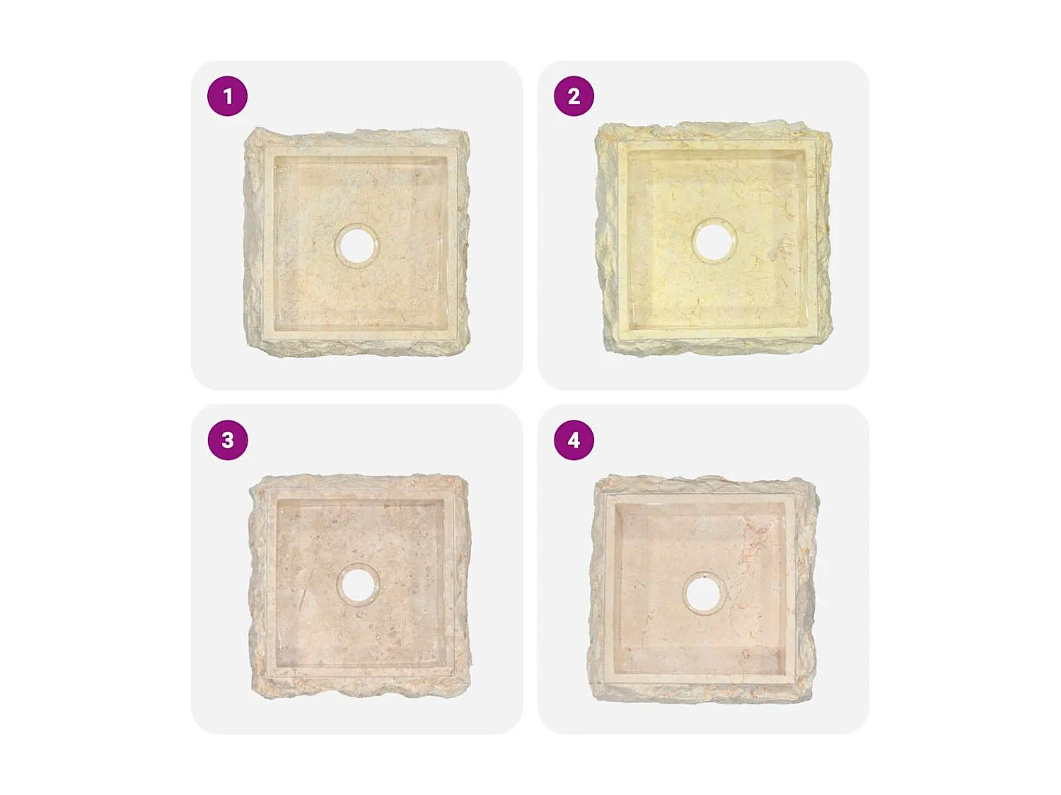 Vasque à poser-Lavabo Crème 30x30x13 cm Marbre