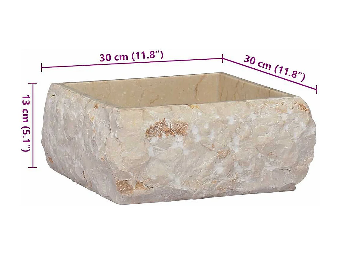 Vasque à poser-Lavabo Crème 30x30x13 cm Marbre