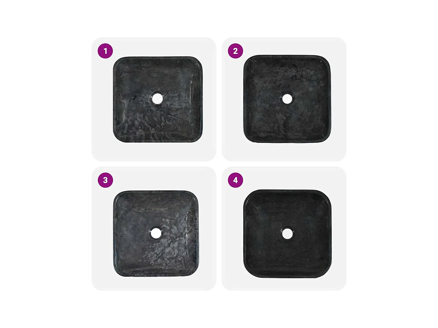 Lavabo salle de bain-Vasque à poser Noir 40x40x10 cm Marbre