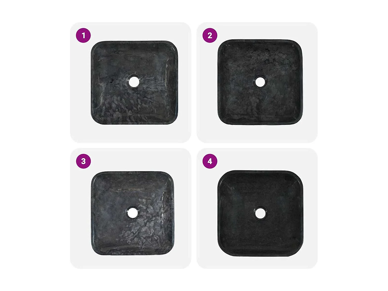 Lavabo salle de bain-Vasque à poser Noir 40x40x10 cm Marbre