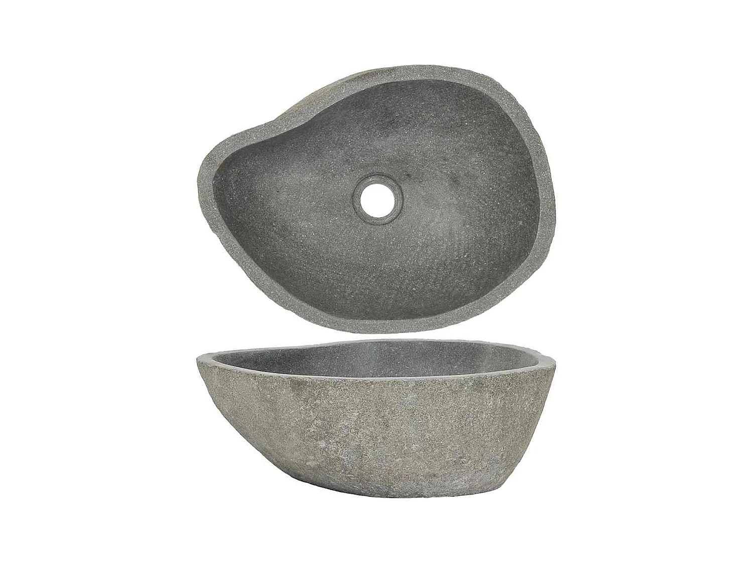 Lavabo salle de bain-Vasque à poser en pierre de rivière Ovale (37-46)x(29-36) cm