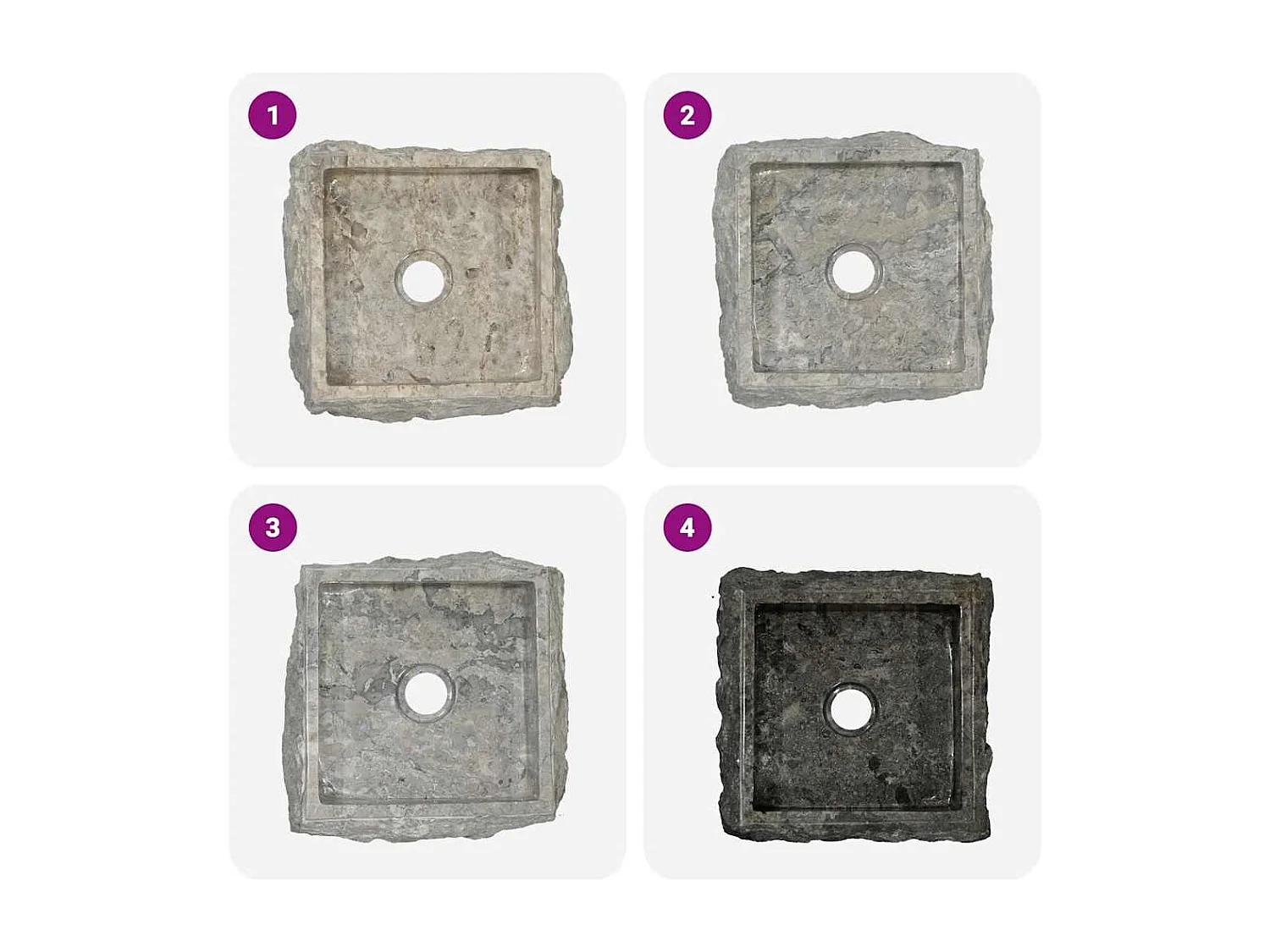 Lavabo salle de bain-Vasque à poser Gris 30x30x13 cm Marbre