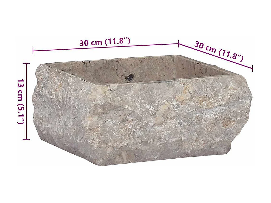 Lavabo salle de bain-Vasque à poser Gris 30x30x13 cm Marbre