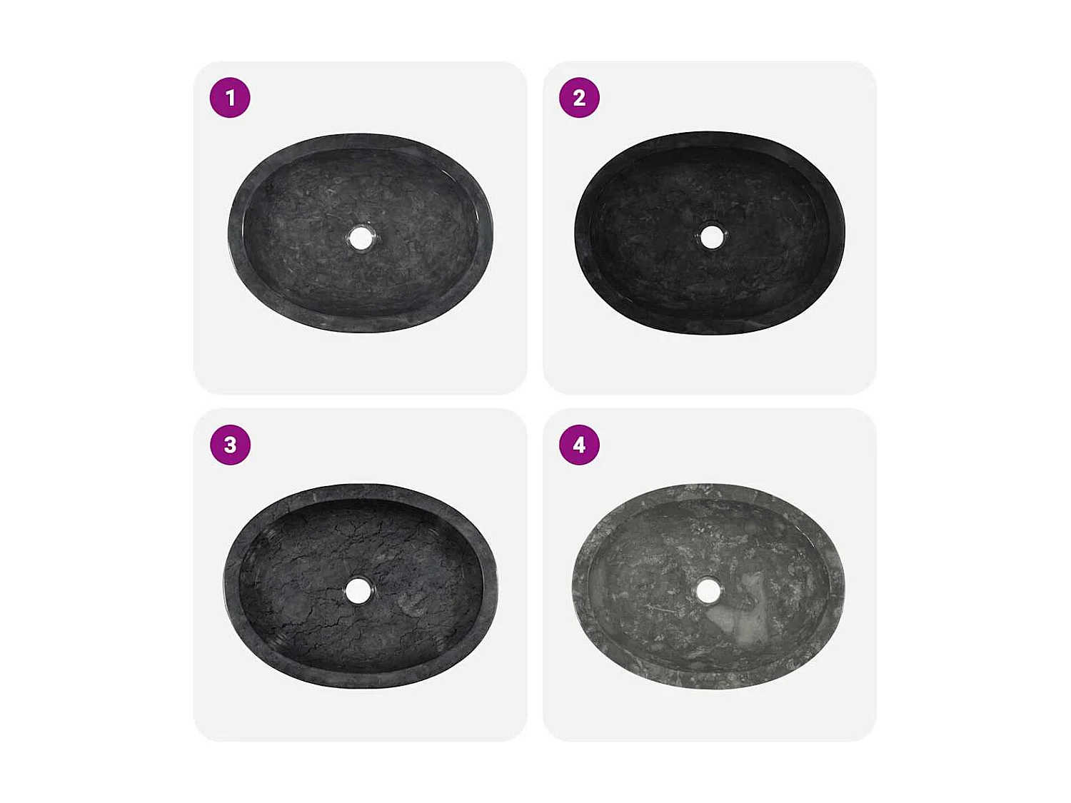 Lavabo salle de bain-Vasque à poser Noir 53x40x15 cm Marbre