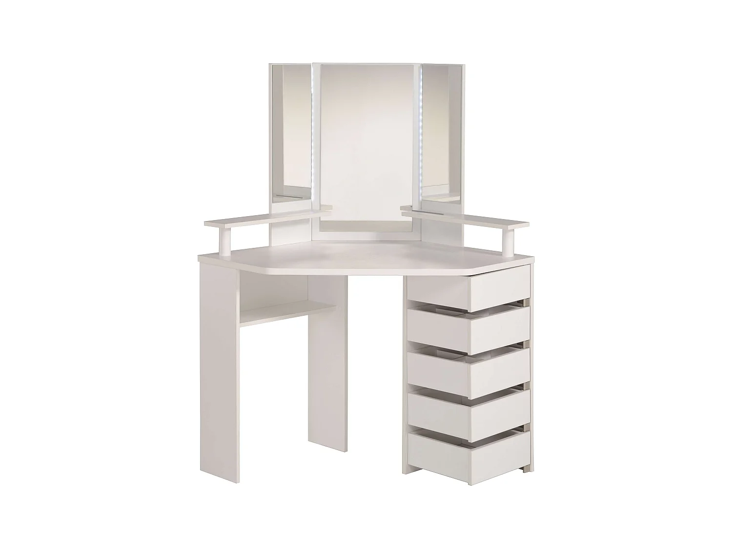 Tocador California Contemporáneo Blanco con Espejo Led y 5 cajones 142x61x114 cm