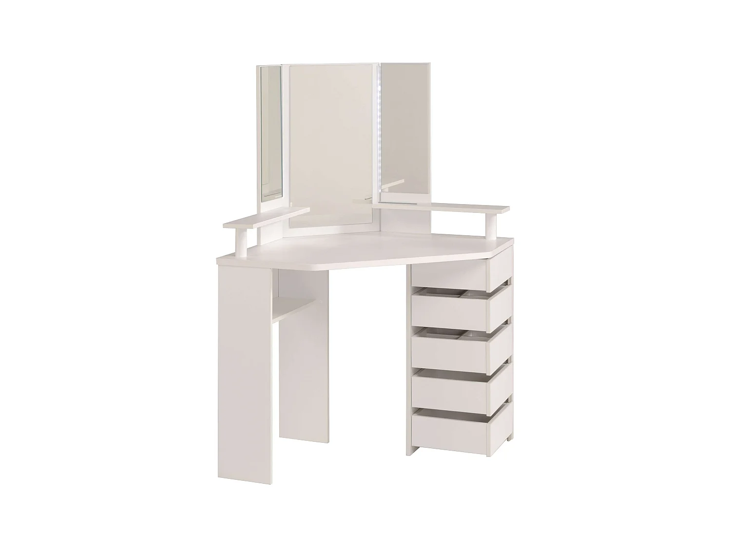 Tocador California Contemporáneo Blanco con Espejo Led y 5 cajones 142x61x114 cm