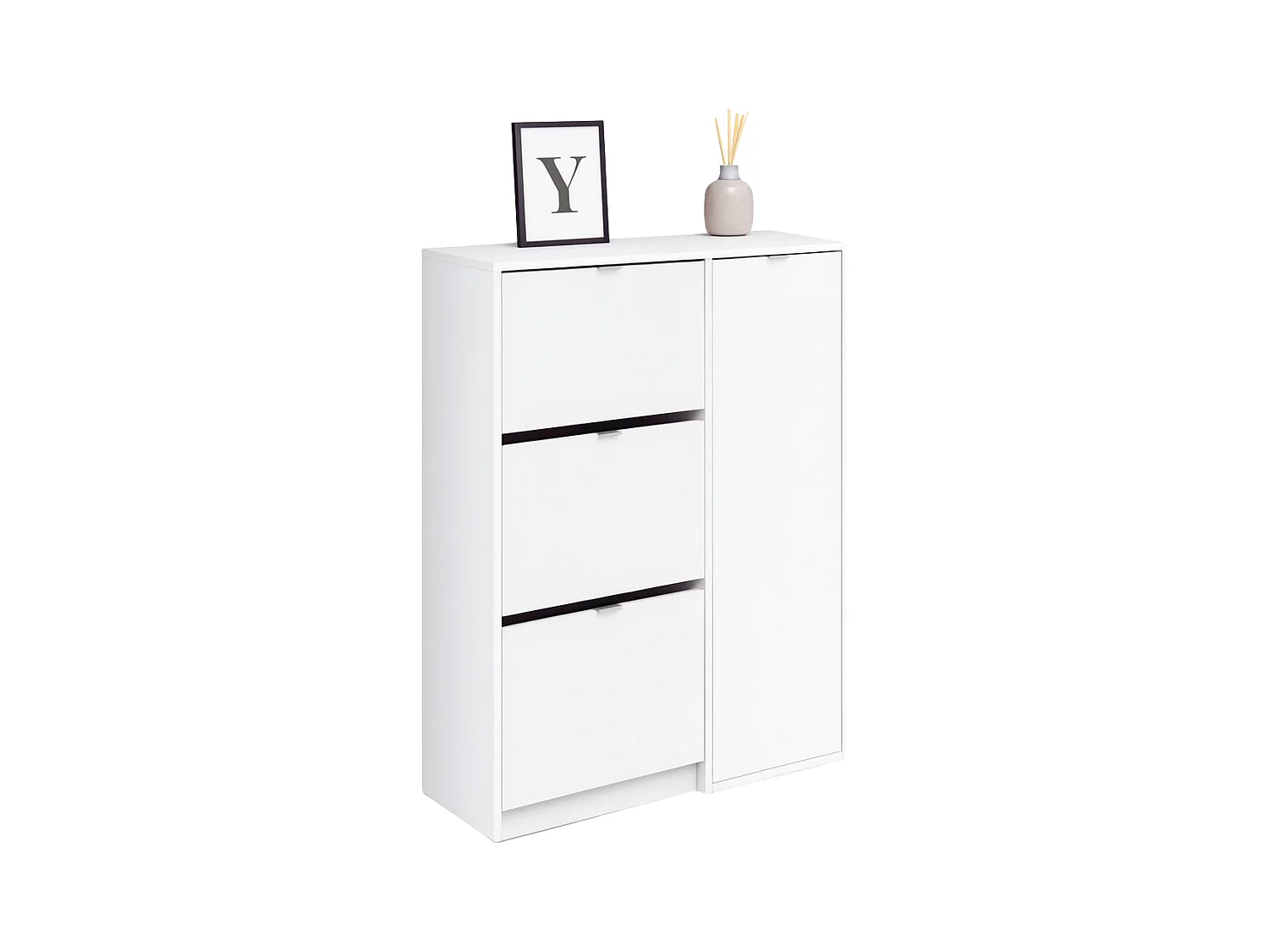 Zapatero Recibidor Botero 3 Puertas 2 Estantes Blanco 122x85x37 cm