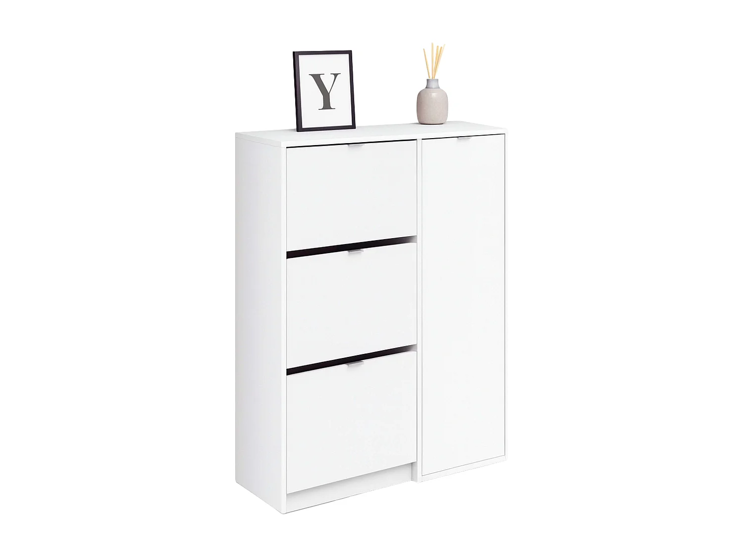 Zapatero Recibidor Botero 3 Puertas 2 Estantes Blanco 122x85x37 cm