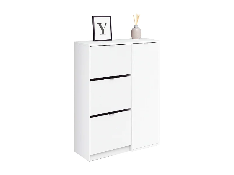 Zapatero Recibidor Botero 3 Puertas 2 Estantes Blanco 122x85x37 cm