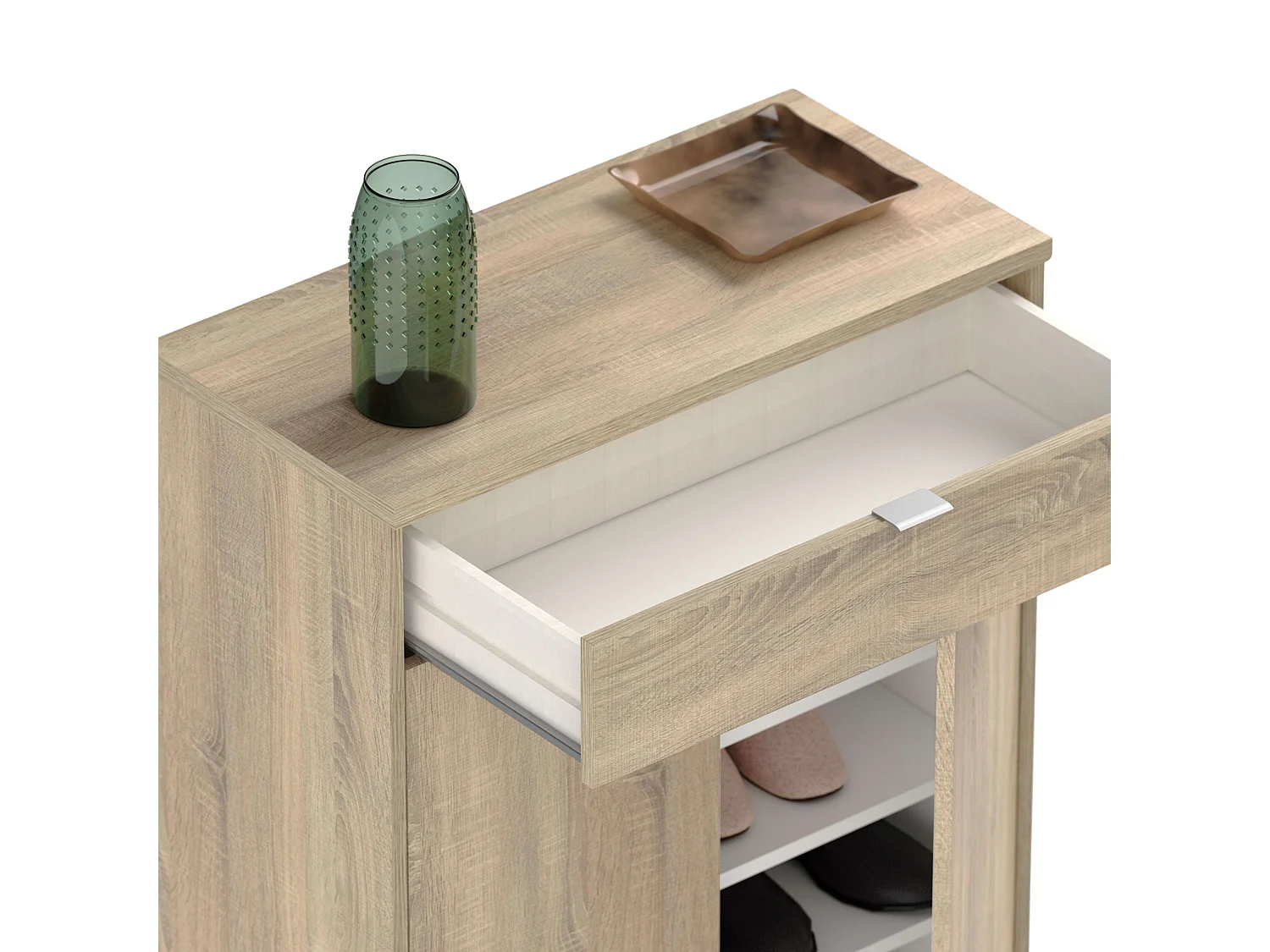 Étagère à chaussures Berlin Cambrian Oak avec 1 tiroir et 4 étagères 75 x 101 x 37 cm