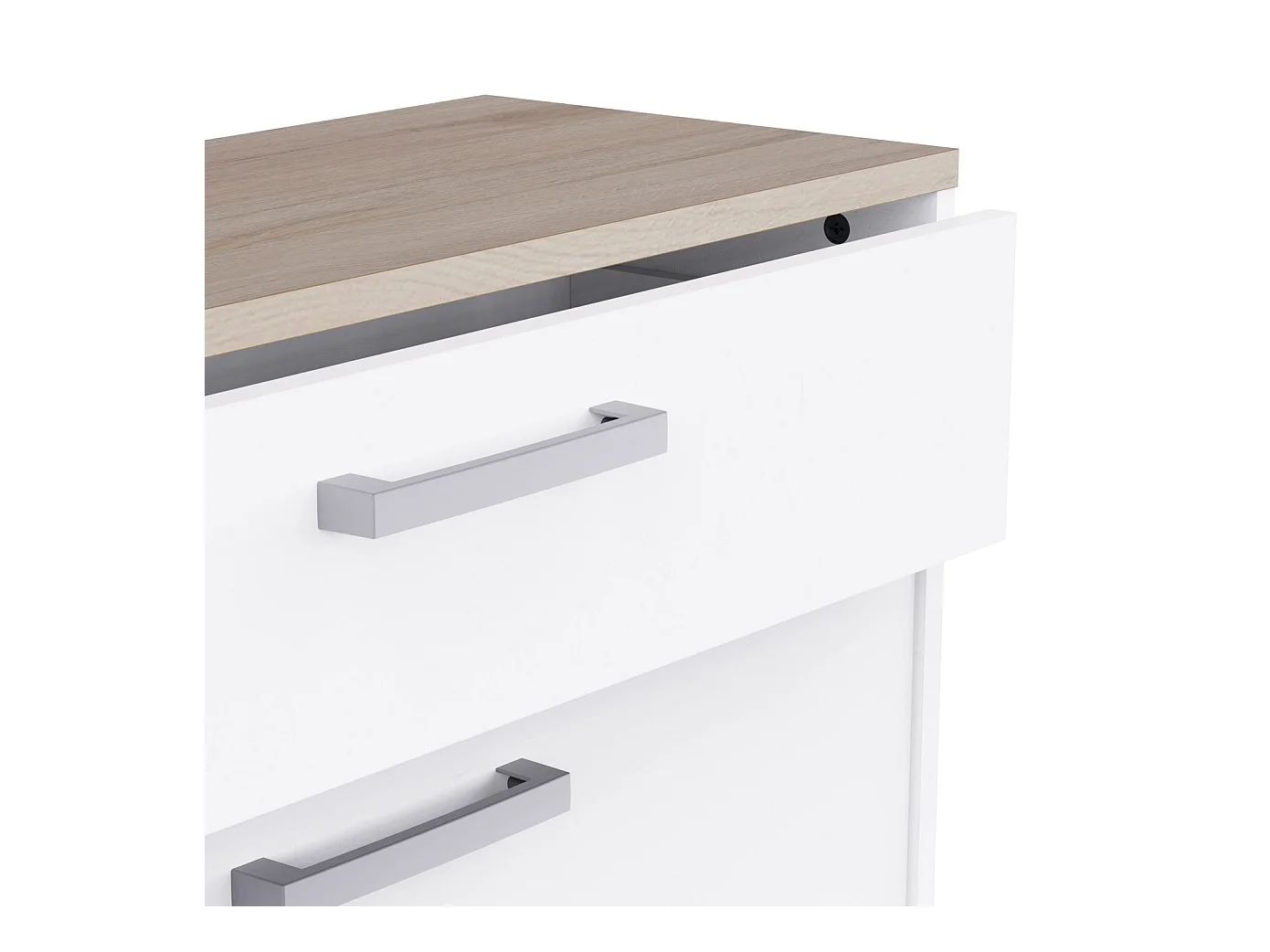 Meuble à chaussures d'entrée Watson 2 portes 1 tiroir Blanc mat et chêne Kronberg 79,6 x 102,4 x 29 cm