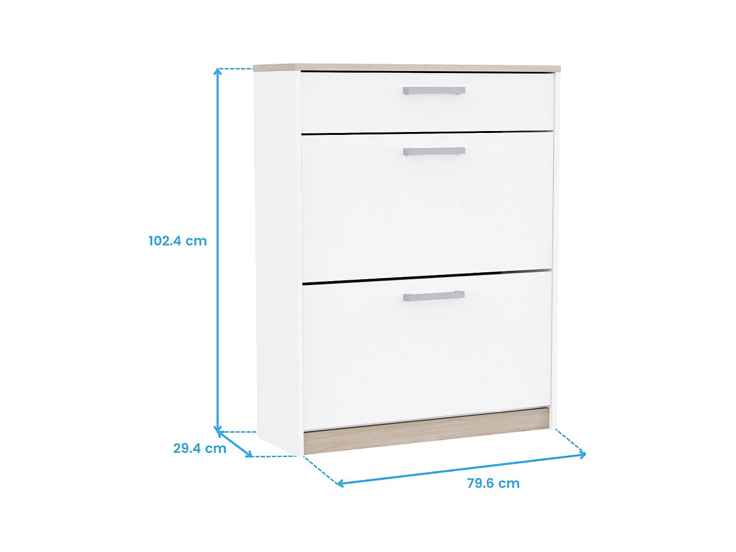 Meuble à chaussures d'entrée Watson 2 portes 1 tiroir Blanc mat et chêne Kronberg 79,6 x 102,4 x 29 cm