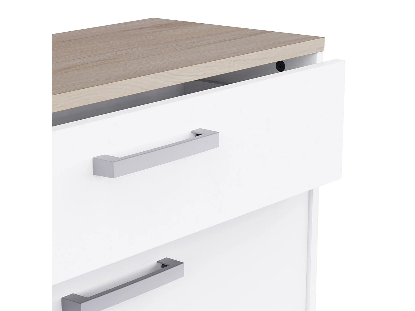 Meuble à chaussures d'entrée Watson 2 portes 1 tiroir Blanc mat et chêne Kronberg 79,6 x 102,4 x 29 cm