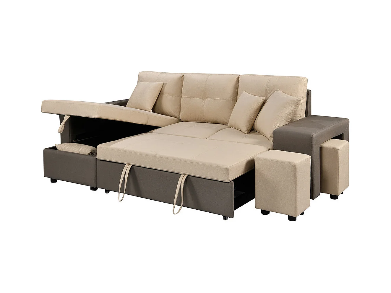 Sofa Cama Chaise Longue Claire 250cm Beige, Chaise Izquierdo