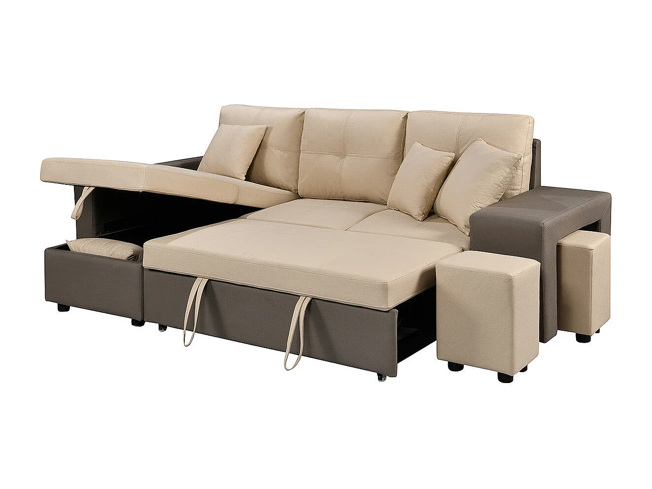 Sofá-Cama Chaise Longue Claire 250cm Bege, Chaise Esquerda
