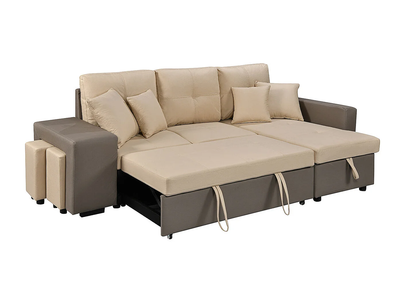 Sofá-Cama Chaise Longue Claire 250cm Bege, Chaise Esquerda