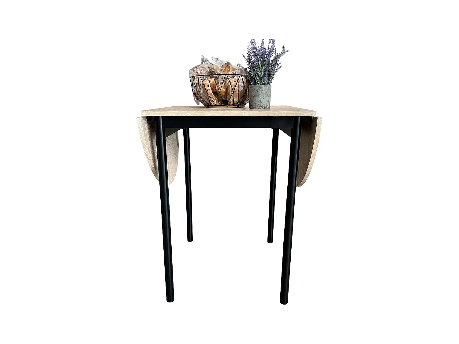 Table de cuisine extensible Butterfly et 2 chaises, chêne Sonoma et noir, 55-115 x 61 x 74 cm
