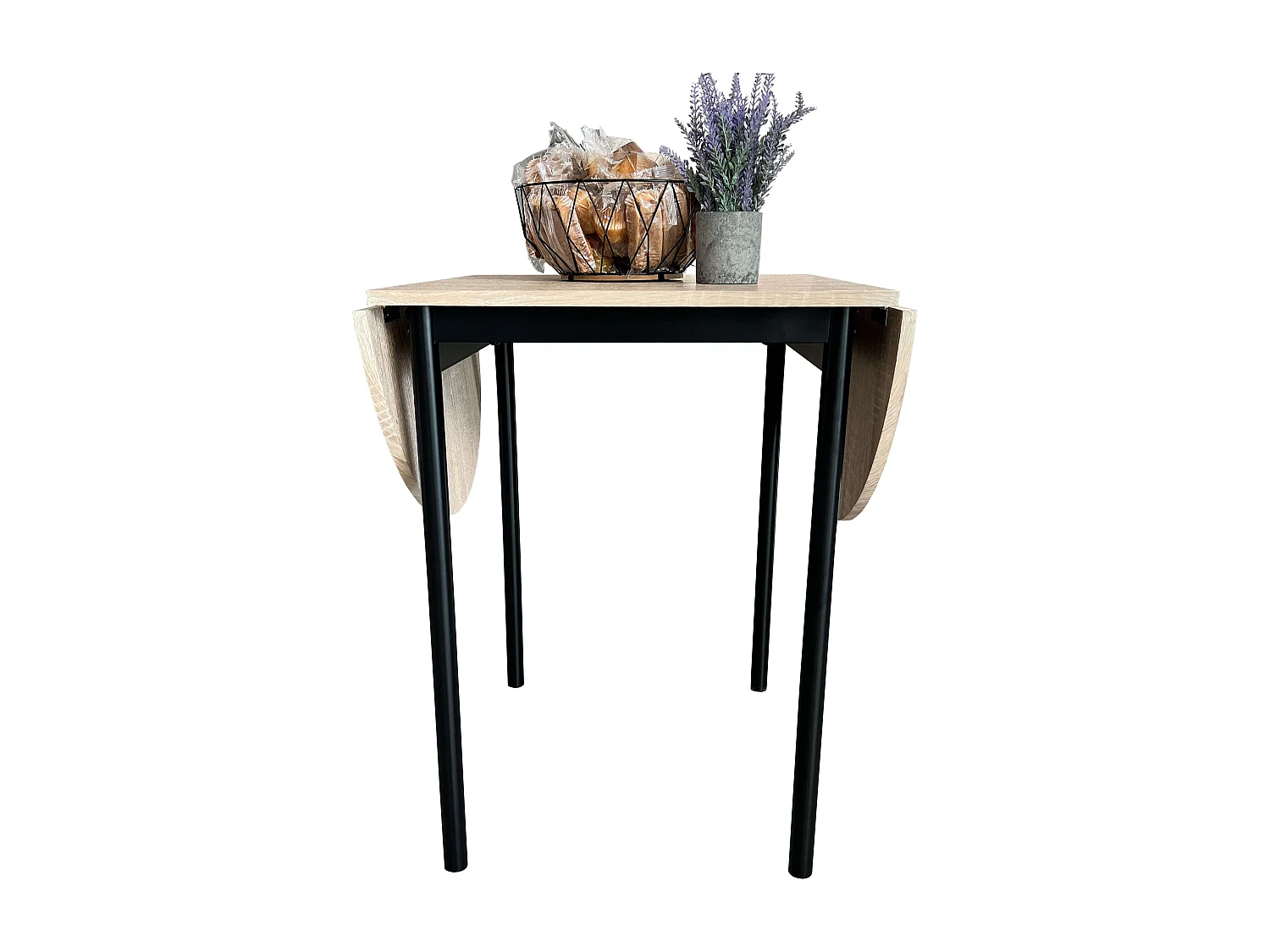 Pack de Mesa Extensible y 2 Sillas Cocina Butterfly, Roble sonoma y Negro 55-115x61x74 cm