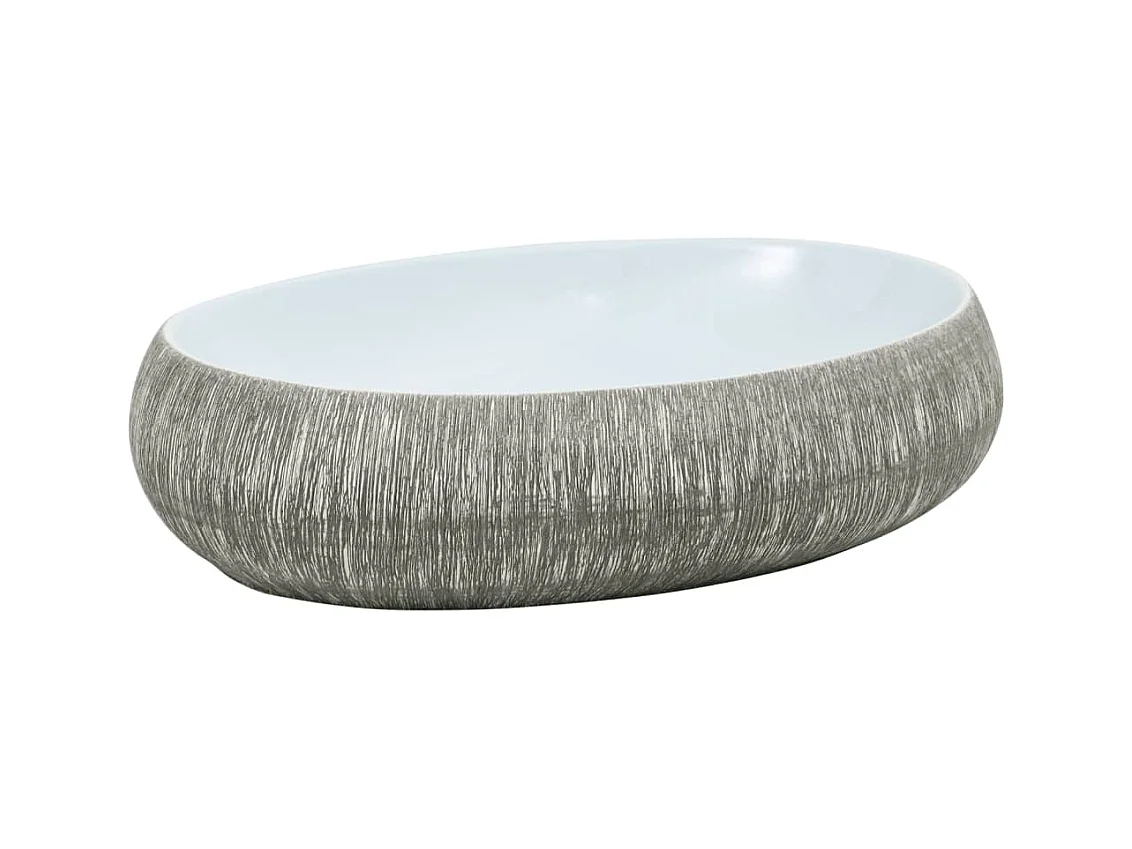Vasque à poser Lavabo | Bac à laver gris et bleu ovale 59x40x15 cm céramique