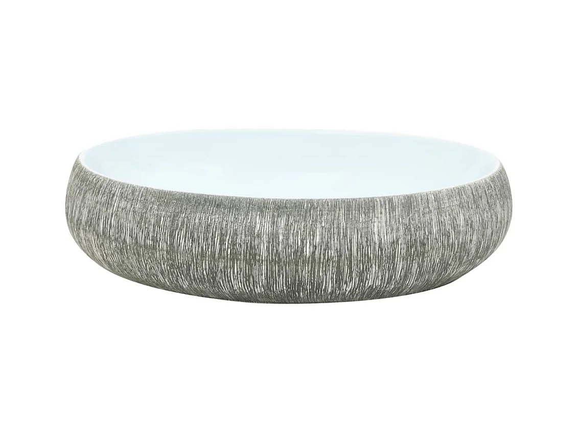 Vasque à poser Lavabo | Bac à laver gris et bleu ovale 59x40x15 cm céramique