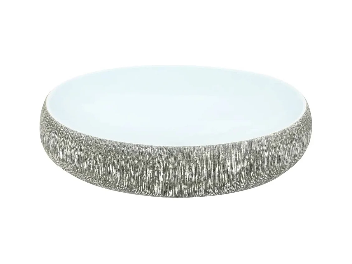 Vasque à poser Lavabo | Bac à laver gris et bleu ovale 59x40x15 cm céramique