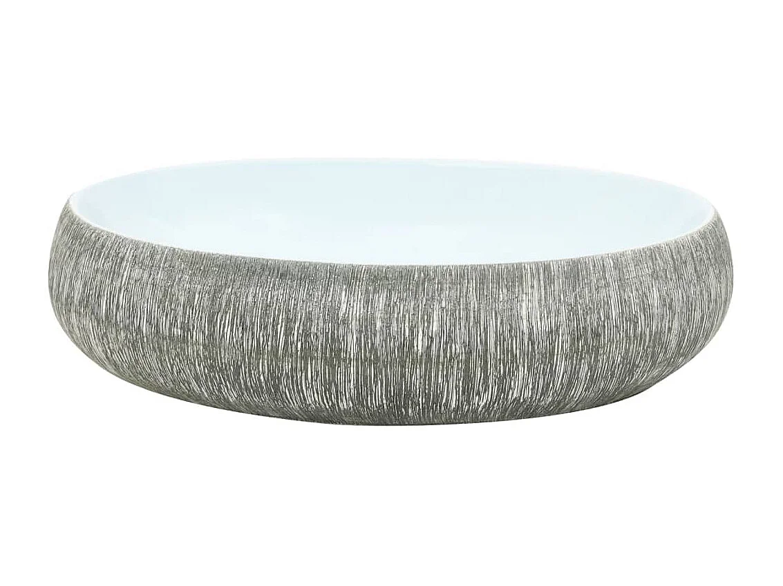 Vasque à poser Lavabo | Bac à laver gris et bleu ovale 59x40x15 cm céramique