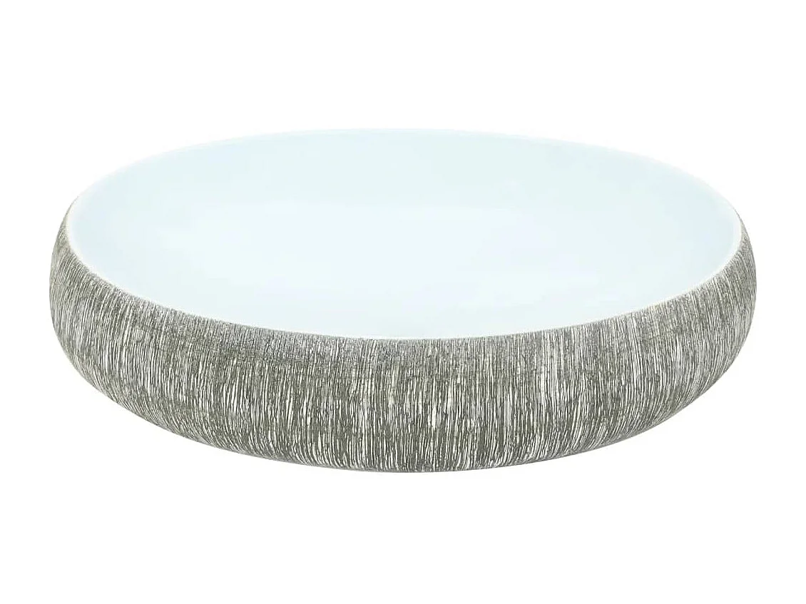 Vasque à poser Lavabo | Bac à laver gris et bleu ovale 59x40x15 cm céramique