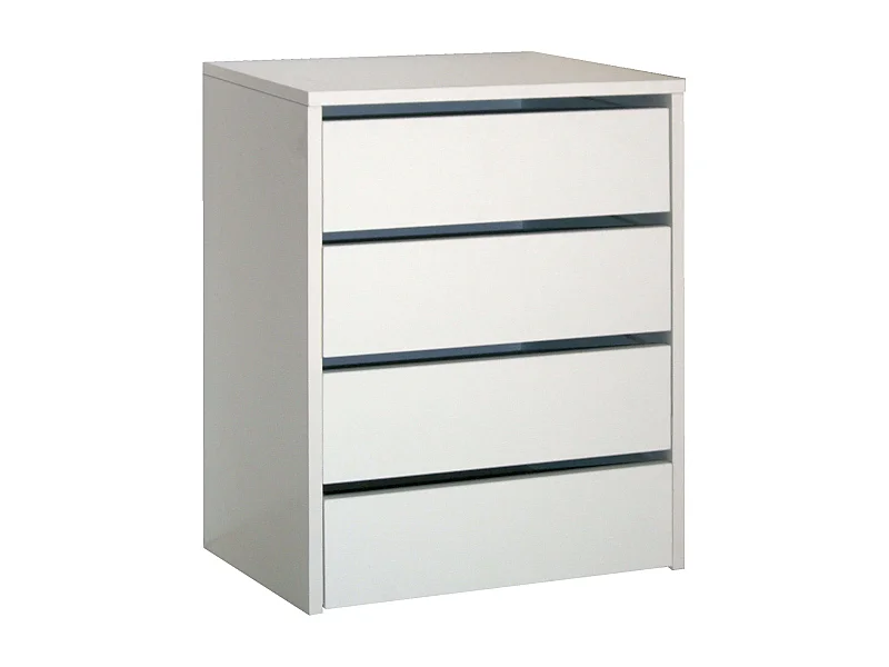Cômoda Auxiliar Pequena 4 Gavetas Branco Brilhante 46x64x45 cm