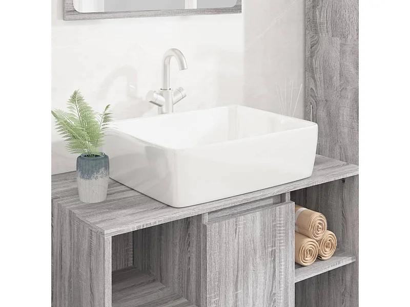 Vasque à poser-Lavabo blanc 48x37x13 cm céramique rectangle