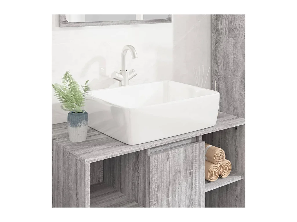 Vasque à poser-Lavabo blanc 48x37x13 cm céramique rectangle