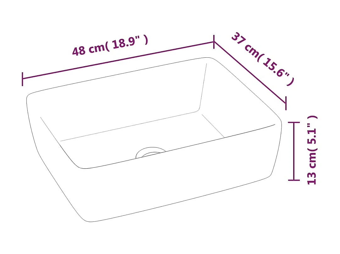 Vasque à poser-Lavabo blanc 48x37x13 cm céramique rectangle