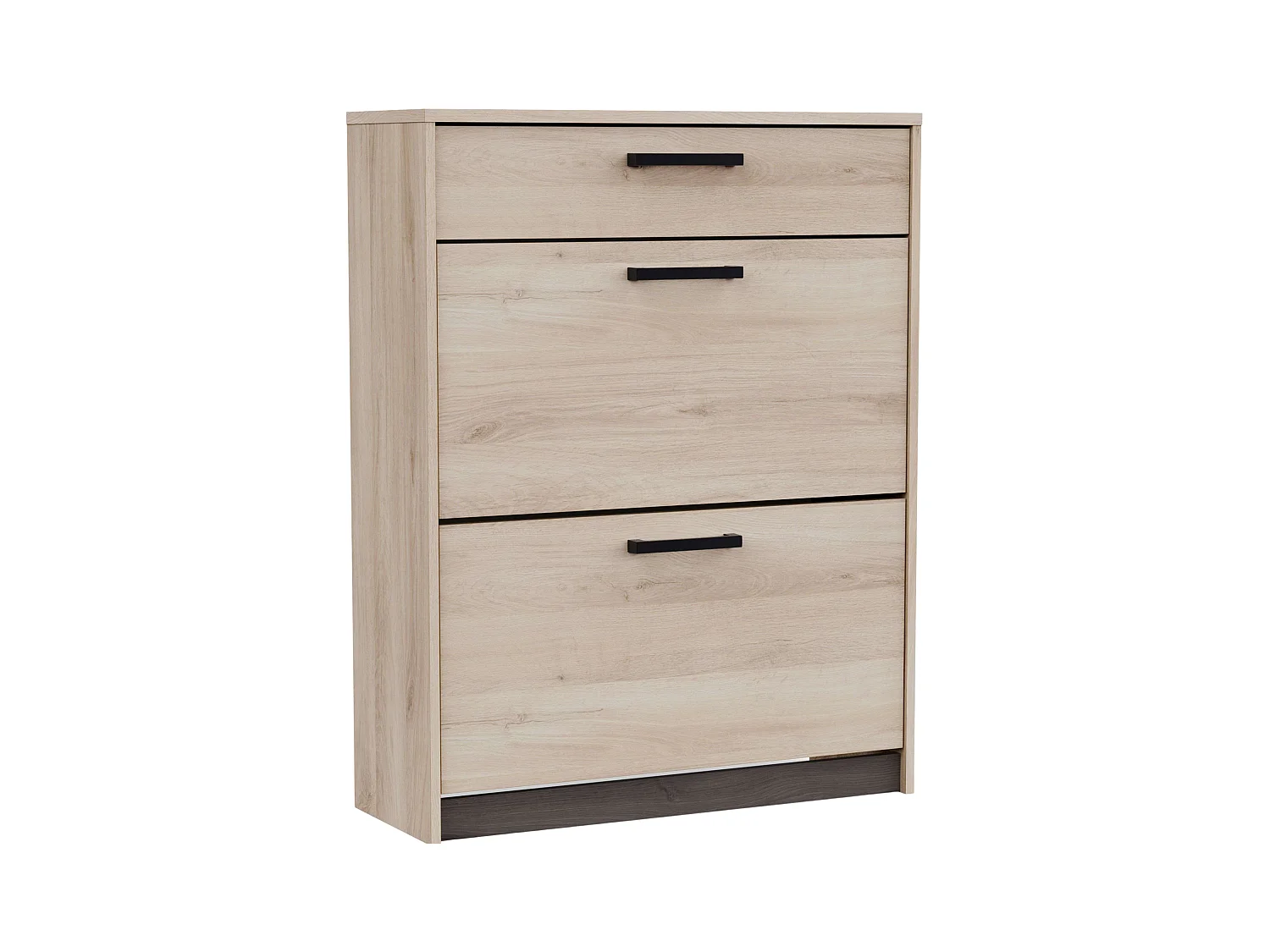 Meuble à chaussures Watson avec 2 portes pliantes en noir Waterford et chêne Kronberge, 79,6 x 102,4 x 29,4 cm