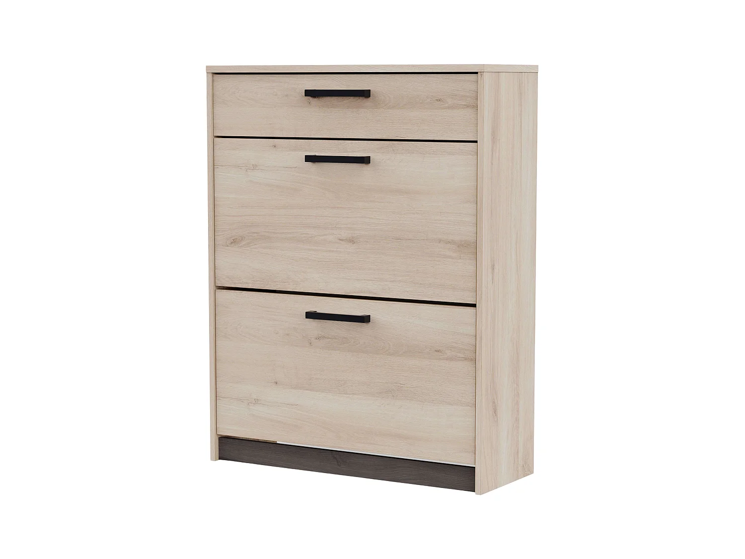 Meuble à chaussures Watson avec 2 portes pliantes en noir Waterford et chêne Kronberge, 79,6 x 102,4 x 29,4 cm