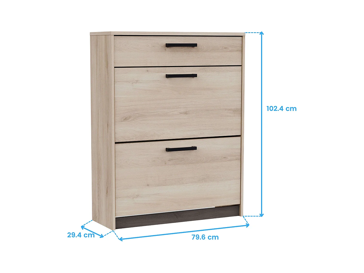 Meuble à chaussures Watson avec 2 portes pliantes en noir Waterford et chêne Kronberge, 79,6 x 102,4 x 29,4 cm