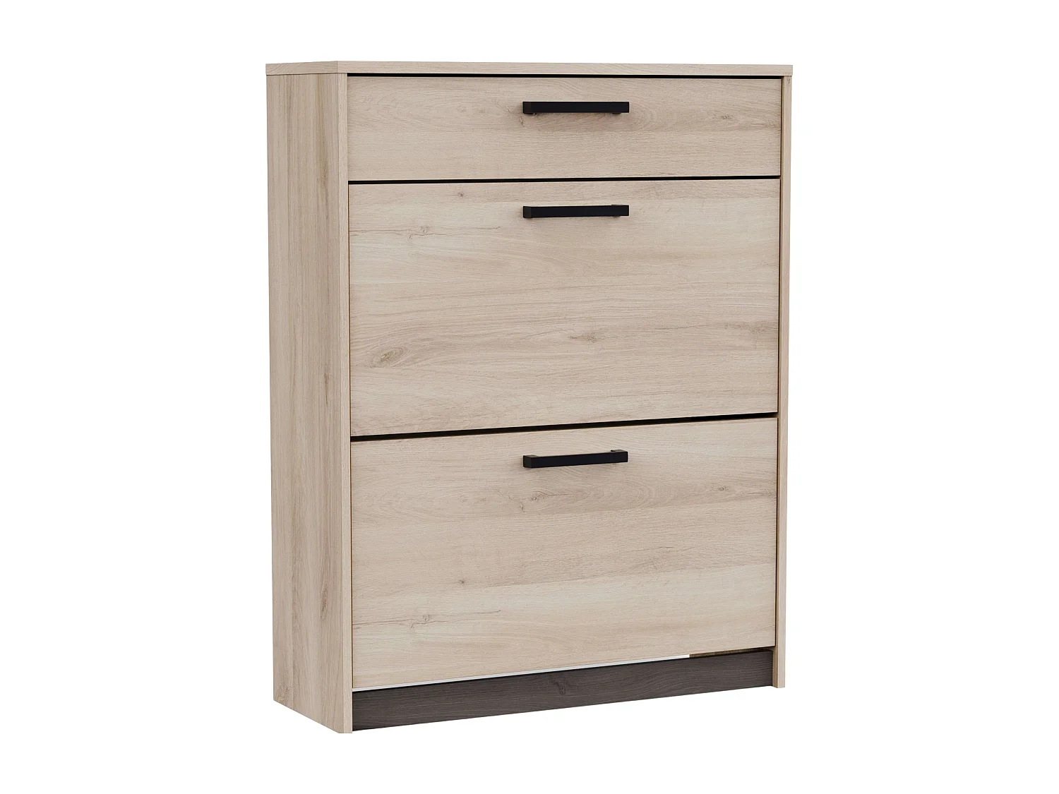 Sapateira Watson com 2 portas dobráveis ​​em preto Waterford e carvalho Kronberge, 79,6 x 102,4 x 29,4 cm