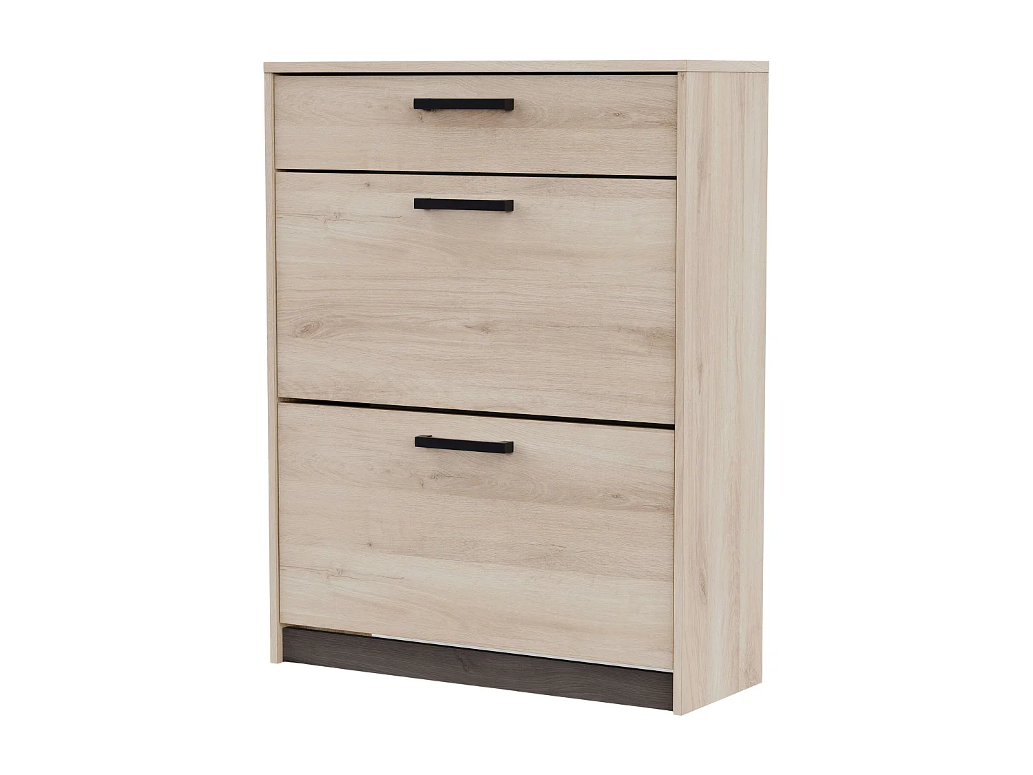 Sapateira Watson com 2 portas dobráveis ​​em preto Waterford e carvalho Kronberge, 79,6 x 102,4 x 29,4 cm