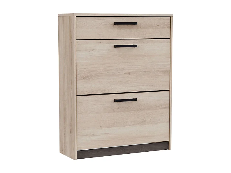 Zapatero Watson 2 Puertas Abatibles Negro Waterford y Roble Kronberge 79,6x102,4x29,4 cm