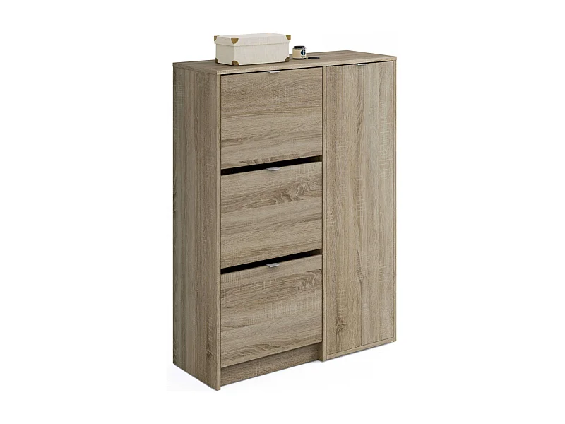 Zapatero Multiestancia Botero Roble Cambrian 3 Puertas 2 Estantes 122x85x37 cm