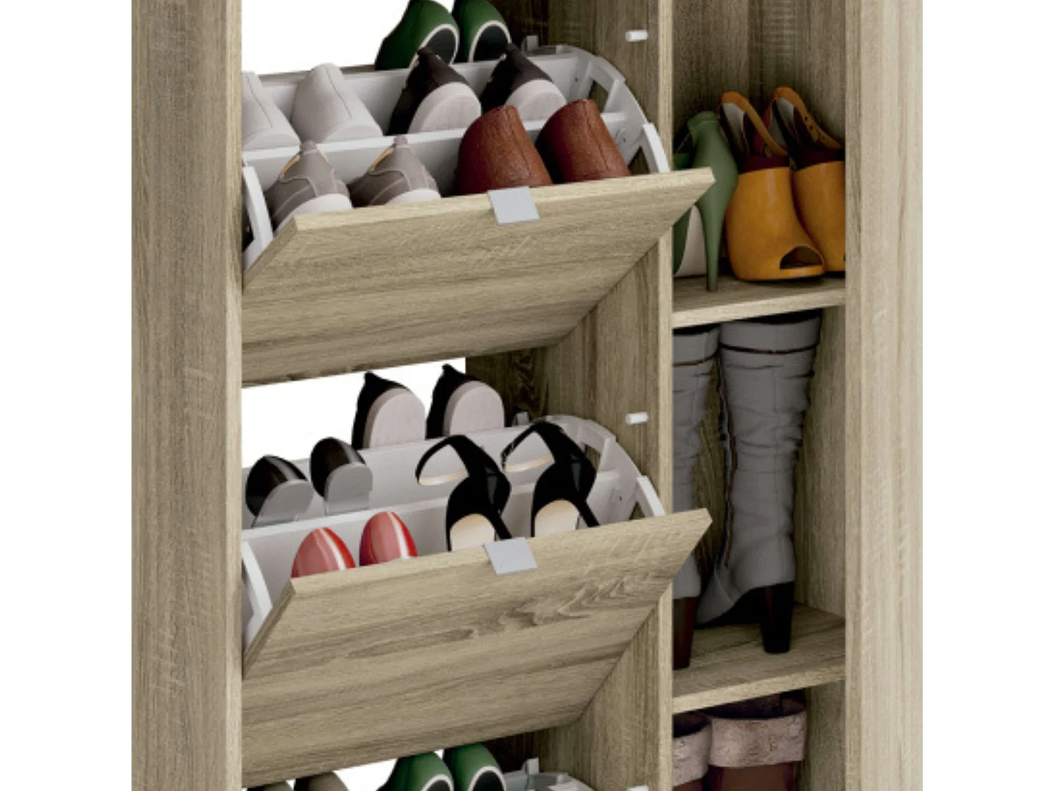 Zapatero Multiestancia Botero Roble Cambrian 3 Puertas 2 Estantes 122x85x37 cm