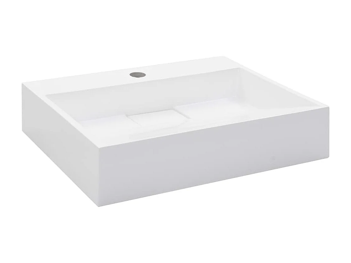 Lavabo salle de bain-Vasque à poser 50x38x13 cm Fonte minérale/marbre Blanc