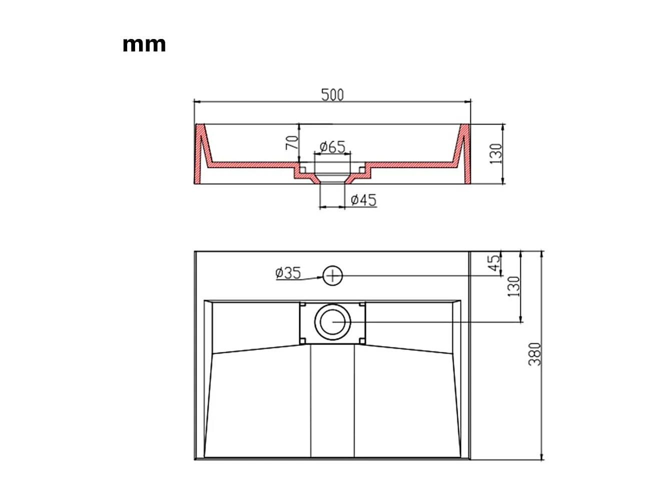 Lavabo salle de bain-Vasque à poser 50x38x13 cm Fonte minérale/marbre Blanc