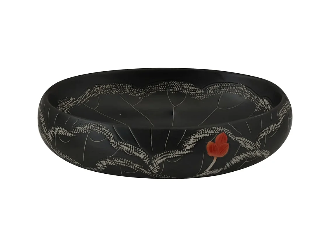 Vasque à poser Lavabo | Bac à laver noir ovale 59x40x15 cm céramique