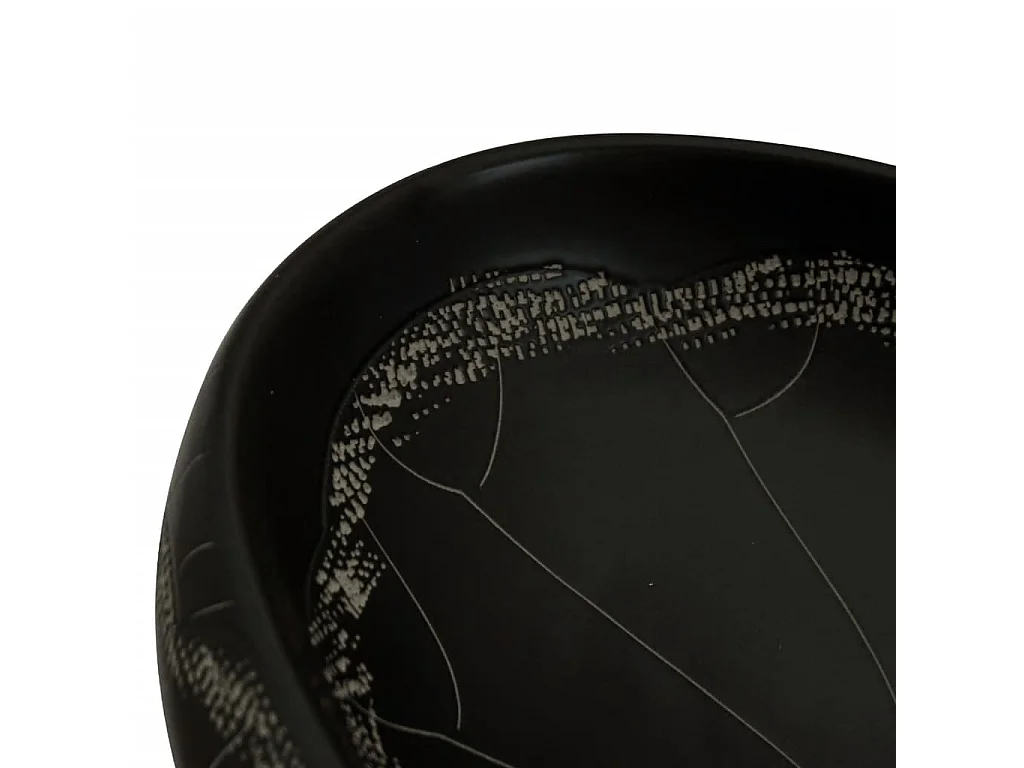Vasque à poser Lavabo | Bac à laver noir ovale 59x40x15 cm céramique