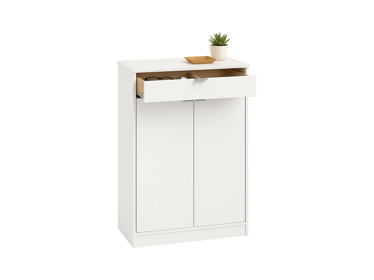Sapateira Berlin White: 1 gaveta, 4 prateleiras, multiambiente 75x101x37 cm
