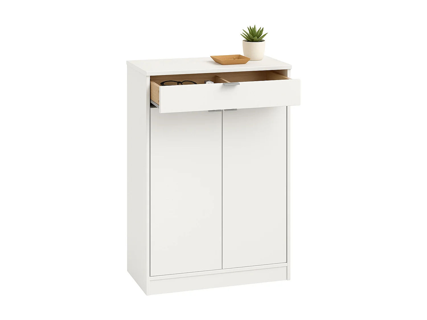 Meuble à chaussures Berlin White : 1 tiroir, 4 étagères, multi-pièces 75 x 101 x 37 cm