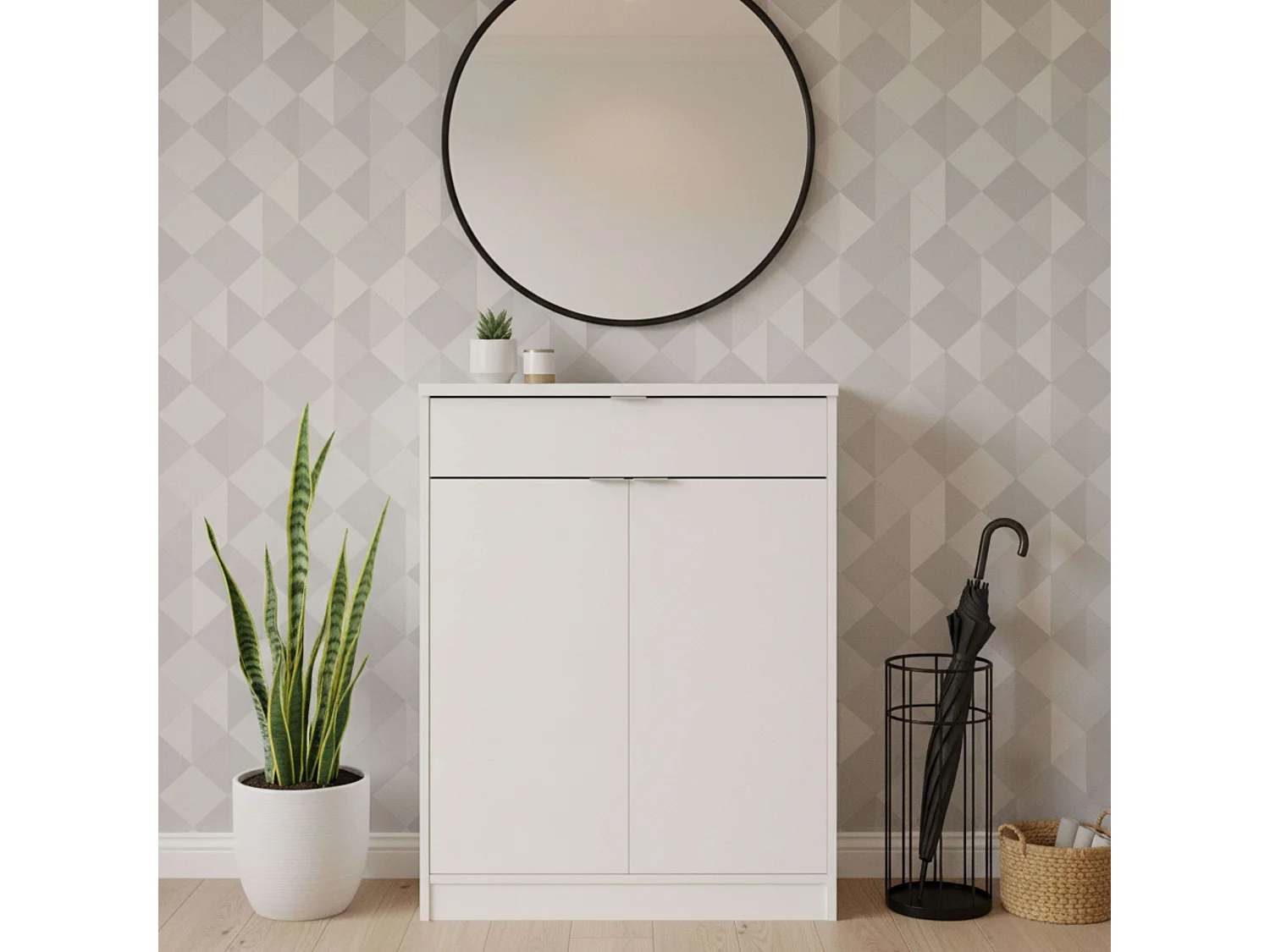 Zapatero Berlín Blanco: 1 Cajón, 4 Estantes, Multiestancia 75x101x37 cm