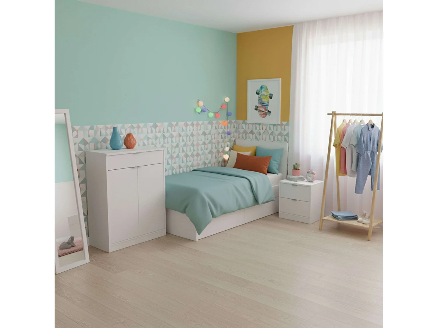 Zapatero Berlín Blanco: 1 Cajón, 4 Estantes, Multiestancia 75x101x37 cm