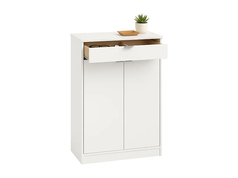 Meuble à chaussures Berlin White : 1 tiroir, 4 étagères, multi-pièces 75 x 101 x 37 cm