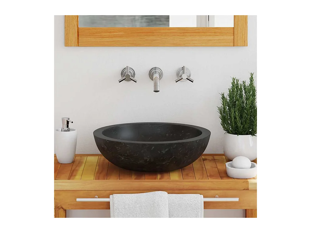 Lavabo | Évier de cuisine 40 x 12 cm Marbre Noir