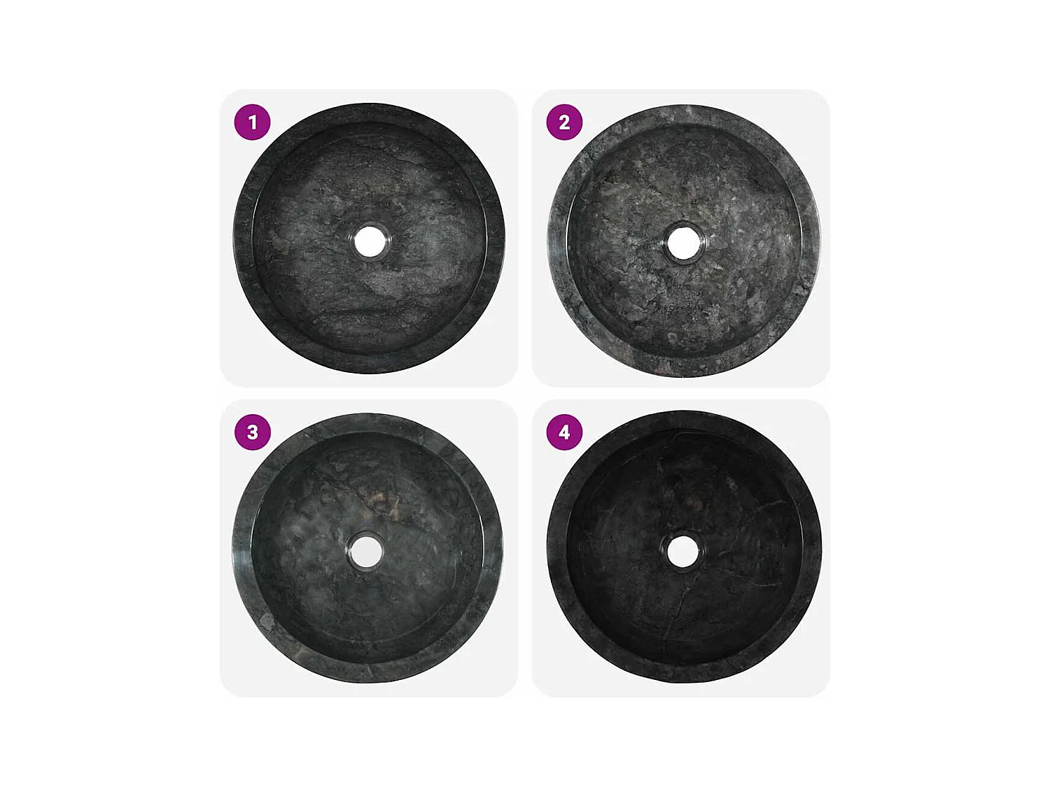 Lavabo | Évier de cuisine 40 x 12 cm Marbre Noir